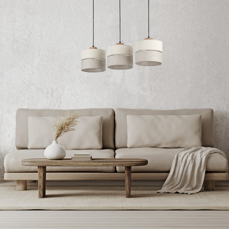 ECO Lampa wisząca 3 Listwa 5771 TK Lighting Sosna, Czarny Len, Beżowy