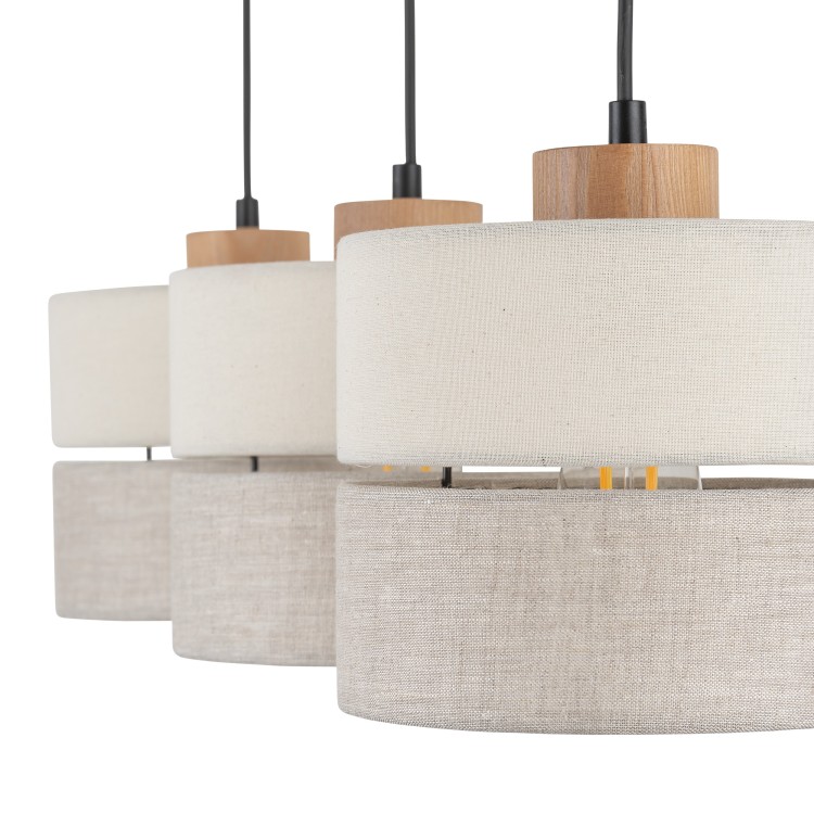 ECO Lampa wisząca 3 Listwa 5771 TK Lighting Sosna, Czarny Len, Beżowy