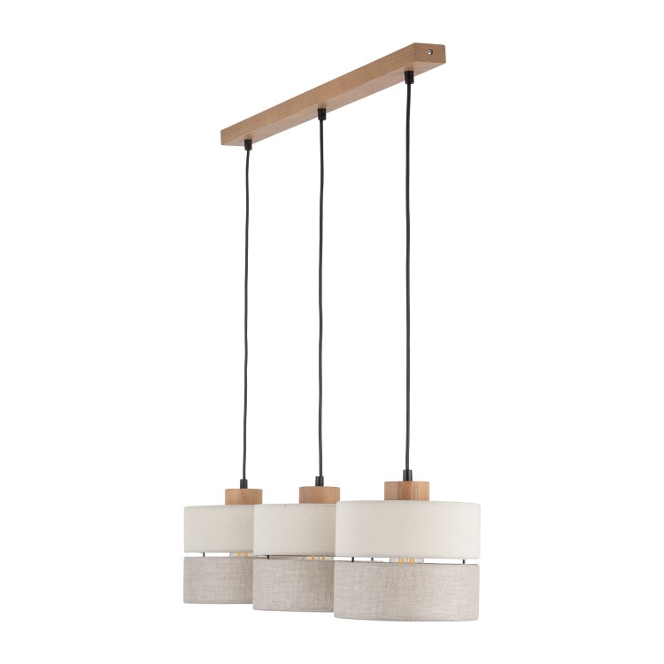 ECO Lampa wisząca 3 Listwa 5771 TK Lighting Sosna, Czarny Len, Beżowy