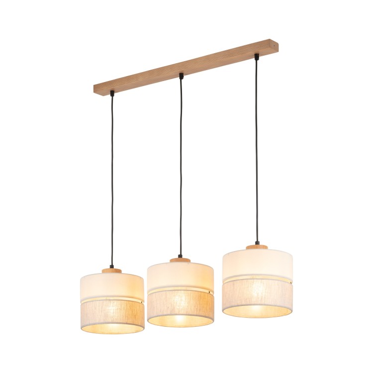 ECO Lampa wisząca 3 Listwa 5771 TK Lighting Sosna, Czarny Len, Beżowy