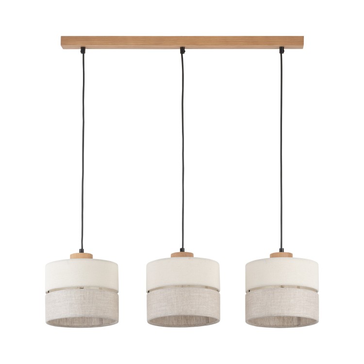 ECO Lampa wisząca 3 Listwa 5771 TK Lighting Sosna, Czarny Len, Beżowy
