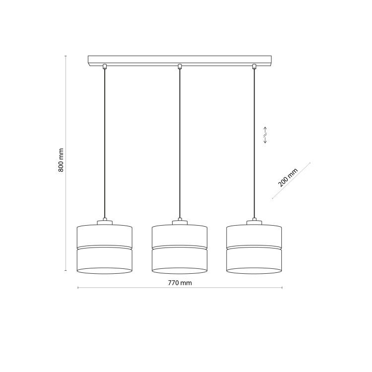 ECO Lampa wisząca 3 Listwa 5771 TK Lighting Sosna, Czarny Len, Beżowy