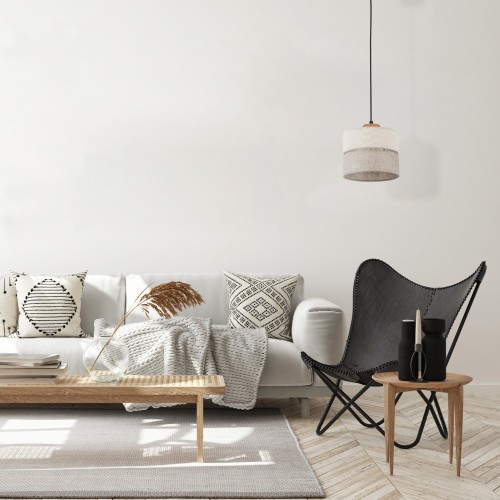 ECO Lampa wisząca 1 200 5770 TK Lighting Sosna, Czarny Len, Beżowy