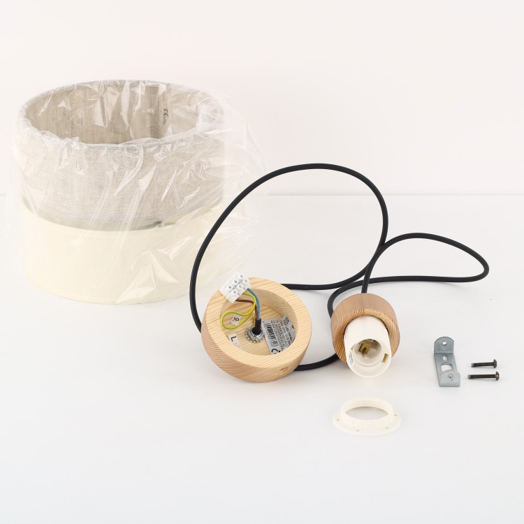 ECO Lampa wisząca 1 200 5770 TK Lighting Sosna, Czarny Len, Beżowy