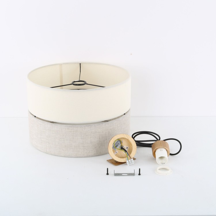 ECO Lampa wisząca 1 380 5772 TK Lighting Sosna, Czarny Len, Beżowy