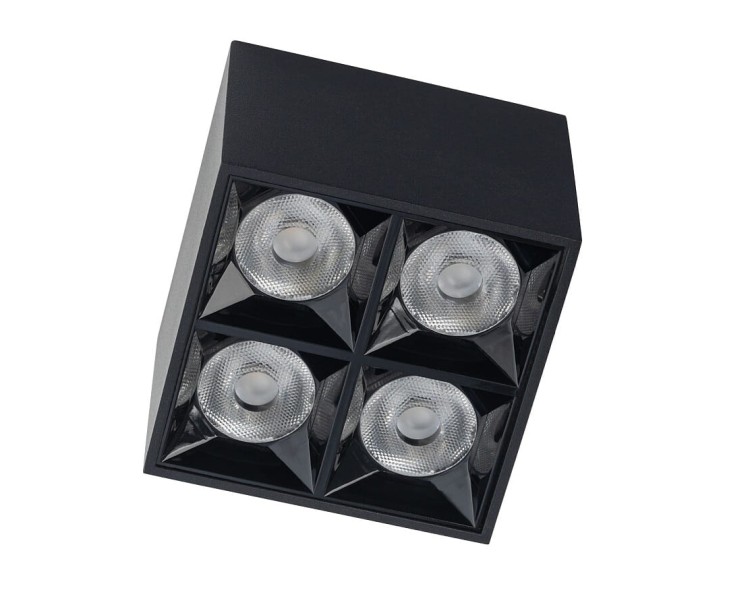 Oprawa kwadratowa Lampa spot punktowa MIDI LED BLACK 10054 NOWODVORSKI Lighting 16W 3000K Loft nowoczesna sufitowa oświetlenie z soczewkami nie oślepia nie oślepiająca barwa ciepła ciepło biała natynkowa czarna Inspiracje Premium