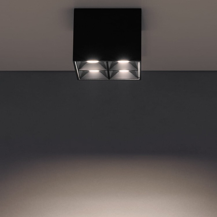 Oprawa kwadratowa Lampa spot punktowa MIDI LED BLACK 10054 NOWODVORSKI Lighting 16W 3000K Loft nowoczesna sufitowa oświetlenie z soczewkami nie oślepia nie oślepiająca barwa ciepła ciepło biała natynkowa czarna Inspiracje Premium