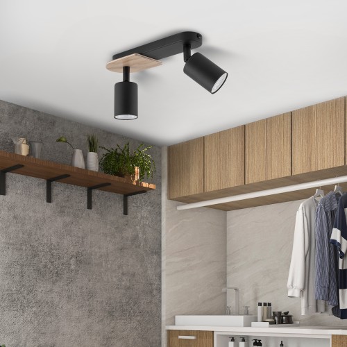 COVER WOOD Lampa sufitowa 2 4674 TK Lighting Orzech, Czarny Czarny