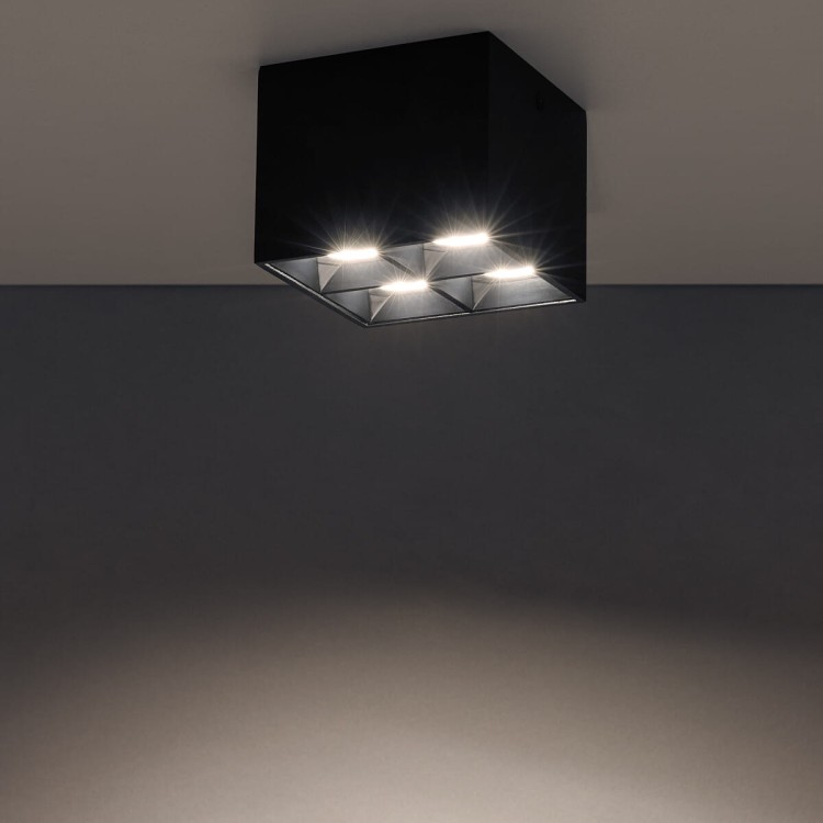 Oprawa kwadratowa Lampa spot punktowa MIDI LED BLACK 10054 NOWODVORSKI Lighting 16W 3000K Loft nowoczesna sufitowa oświetlenie z soczewkami nie oślepia nie oślepiająca barwa ciepła ciepło biała natynkowa czarna Inspiracje Premium