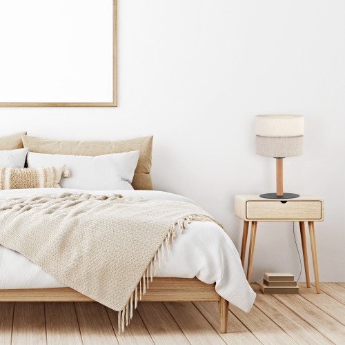 ECO Lampka nocna 1 5596 TK Lighting Sosna, Czarny Len, Beżowy