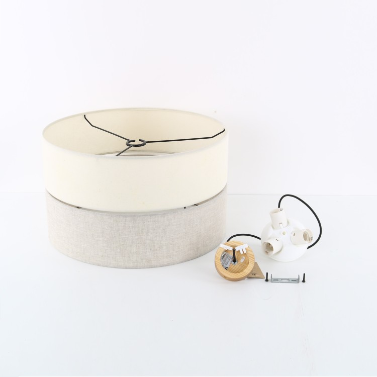 ECO Lampa wisząca 3 5773 TK Lighting Czarny Len, Beżowy