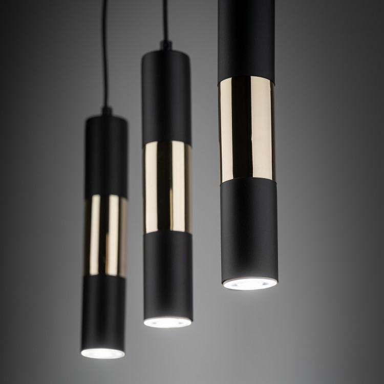 VIVIEN BLACK/GOLD Lampa wisząca 3 Listwa 4757 TK Lighting Złoty, Czarny