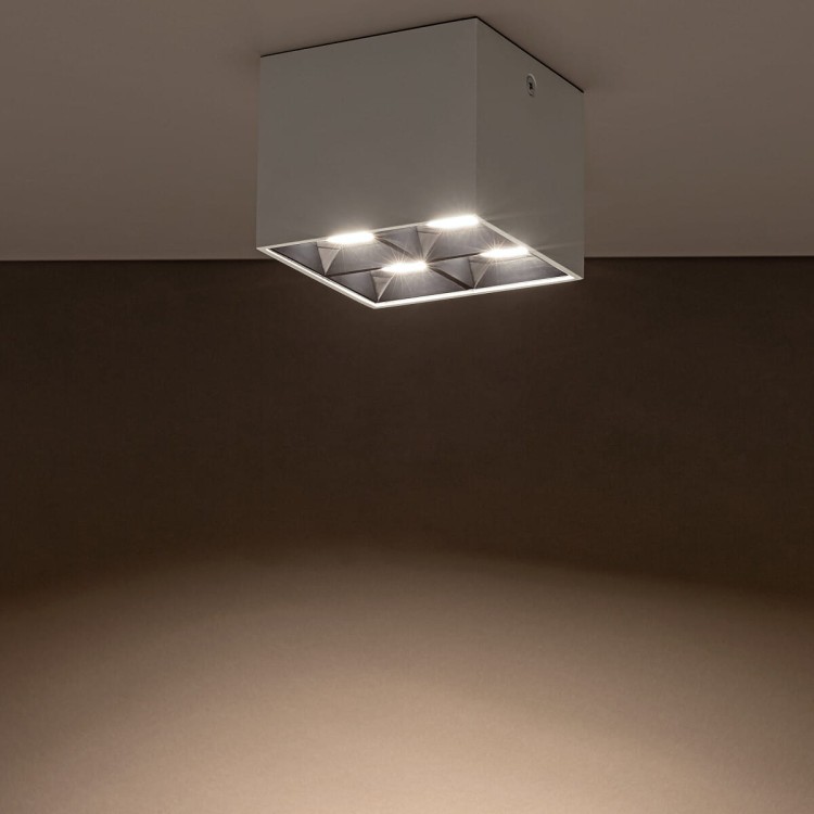 Oprawa kwadratowa Lampa spot punktowa MIDI LED WHITE 10047 NOWODVORSKI Lighting 16W 3000K Loft nowoczesna sufitowa oświetlenie z soczewkami nie oślepia nie oślepiająca barwa ciepła ciepło biała natynkowa biała Inspiracje Premium