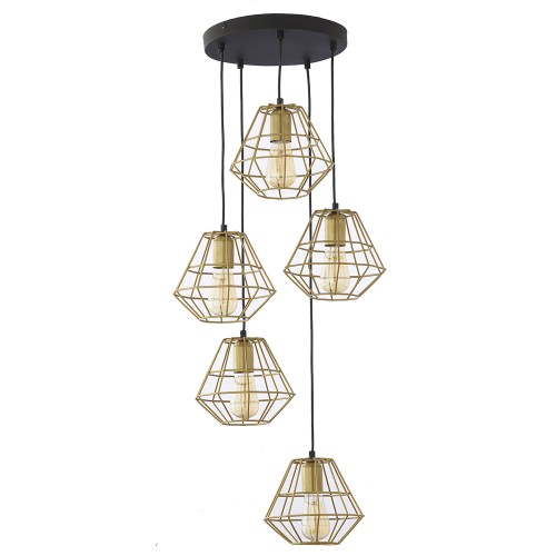 DIAMOND MM ZŁOTY Proszek Lampa wisząca 5 Koło 3216 TK Lighting Czarny Złoty