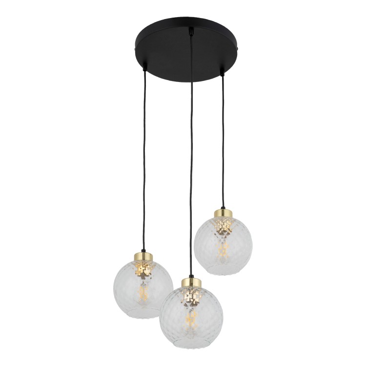 DEVON Lampa wisząca 3 Koło TRANSPARENT 4586 TK Lighting Złoty, Czarny Transparentny