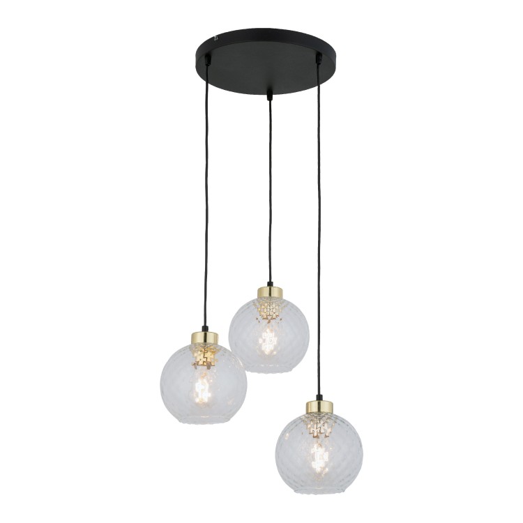DEVON Lampa wisząca 3 Koło TRANSPARENT 4586 TK Lighting Złoty, Czarny Transparentny