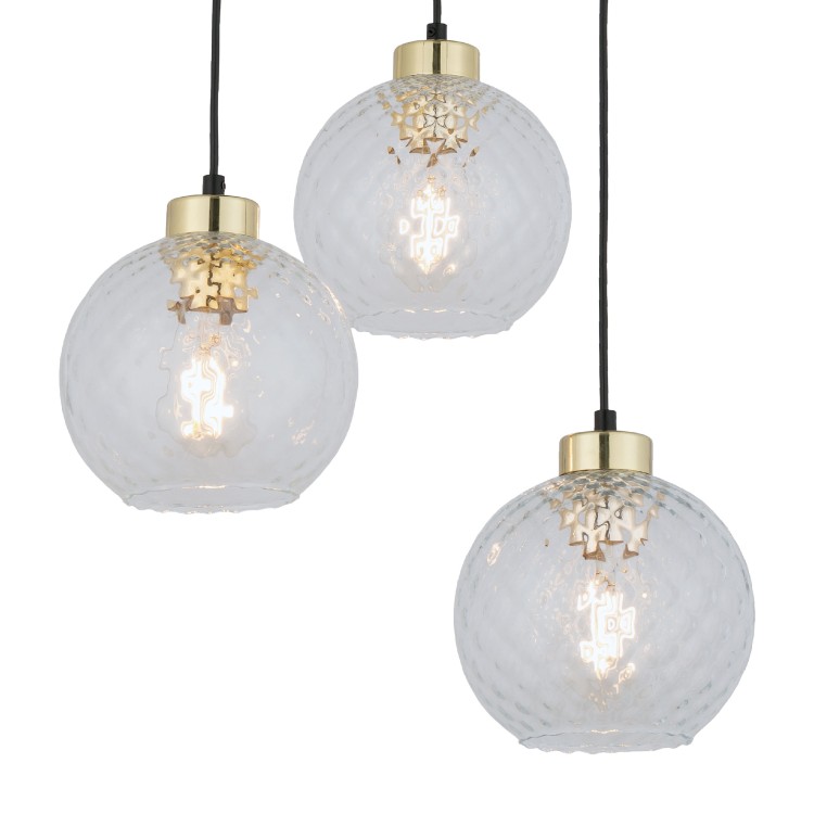 DEVON Lampa wisząca 3 Koło TRANSPARENT 4586 TK Lighting Złoty, Czarny Transparentny