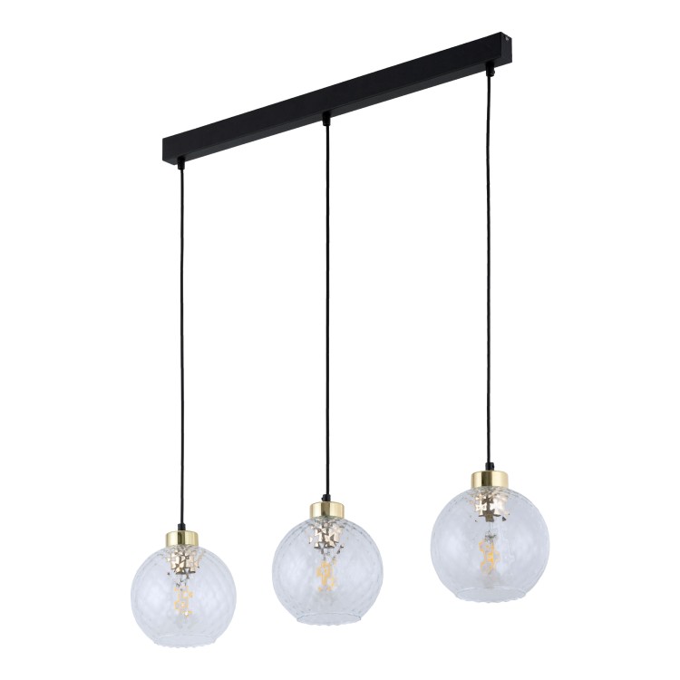DEVON Lampa wisząca 3 Listwa TRANSPARENT 4587 TK Lighting Złoty, Czarny Transparentny