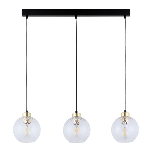 DEVON Lampa wisząca 3 Listwa TRANSPARENT 4587 TK Lighting Złoty, Czarny Transparentny
