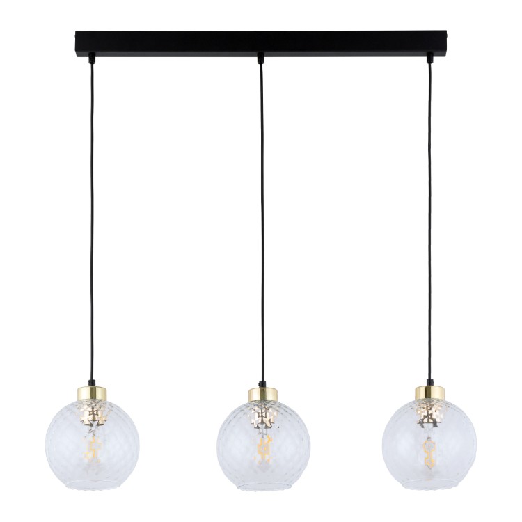 DEVON Lampa wisząca 3 Listwa TRANSPARENT 4587 TK Lighting Złoty, Czarny Transparentny