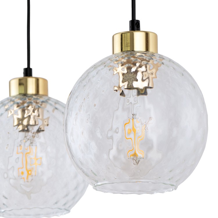 DEVON Lampa wisząca 3 Listwa TRANSPARENT 4587 TK Lighting Złoty, Czarny Transparentny