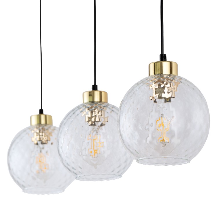 DEVON Lampa wisząca 3 Listwa TRANSPARENT 4587 TK Lighting Złoty, Czarny Transparentny