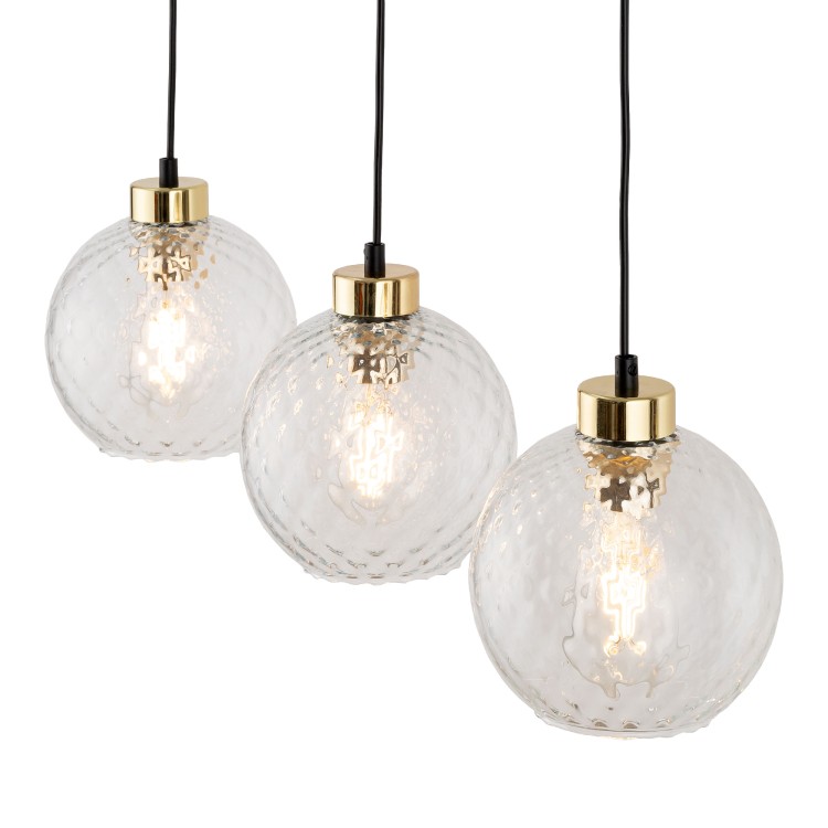 DEVON Lampa wisząca 3 Listwa TRANSPARENT 4587 TK Lighting Złoty, Czarny Transparentny
