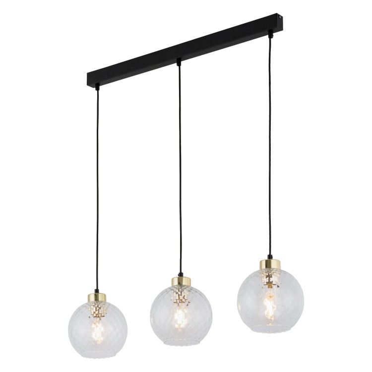 DEVON Lampa wisząca 3 Listwa TRANSPARENT 4587 TK Lighting Złoty, Czarny Transparentny