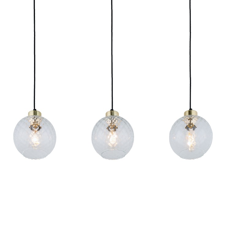 DEVON Lampa wisząca 3 Listwa TRANSPARENT 4587 TK Lighting Złoty, Czarny Transparentny