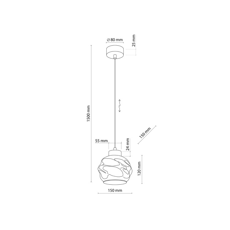 ZULIA Lampa wisząca 1 5724 TK Lighting Czarny Grafitowy