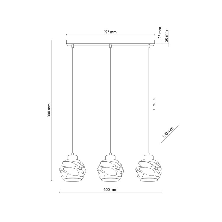 ZULIA Lampa wisząca 3 5725 TK Lighting Czarny Grafitowy