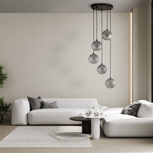 ELENA Lampa wisząca 5 5747 TK Lighting Czarny Grafitowy