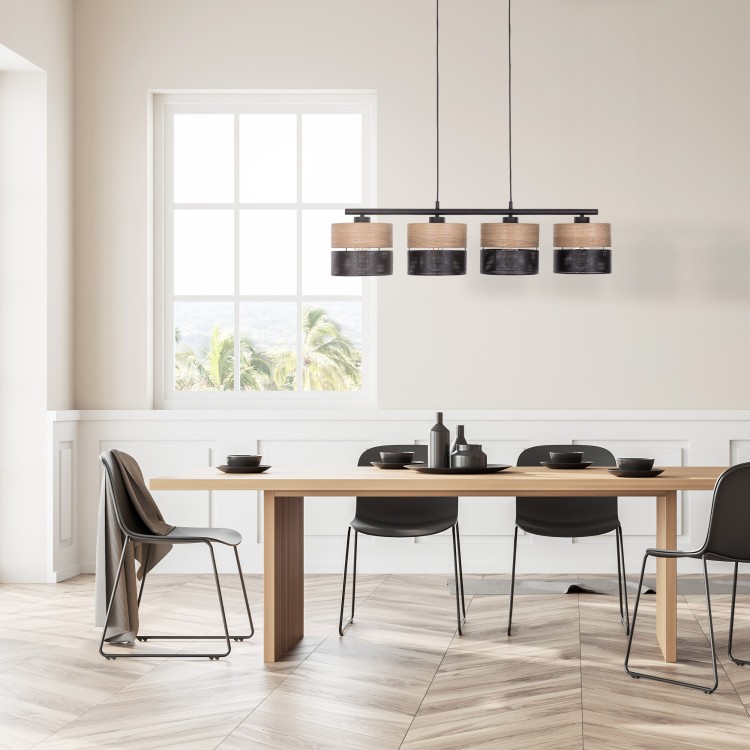 NICOL Lampa wisząca 4 4802 TK Lighting Czarny Beżowy, Czarny