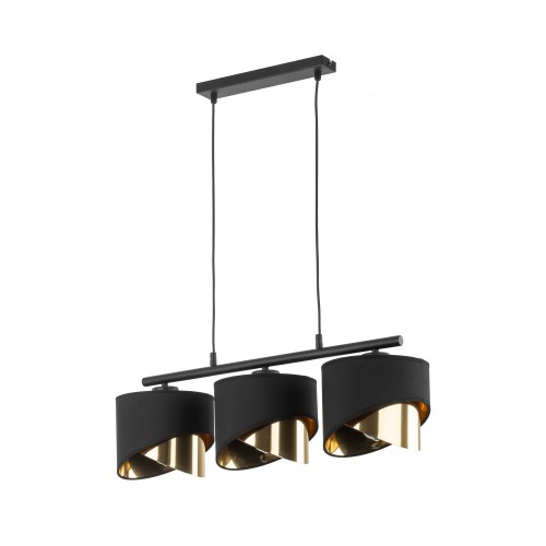 GRANT BLACK Lampa wisząca 3 4824 TK Lighting Czarny Złoty, Czarny