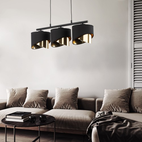 GRANT BLACK Lampa wisząca 3 4824 TK Lighting Czarny Złoty, Czarny