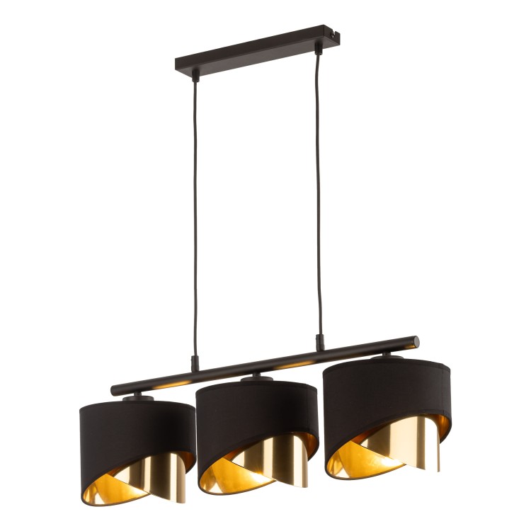 GRANT BLACK Lampa wisząca 3 4824 TK Lighting Czarny Złoty, Czarny