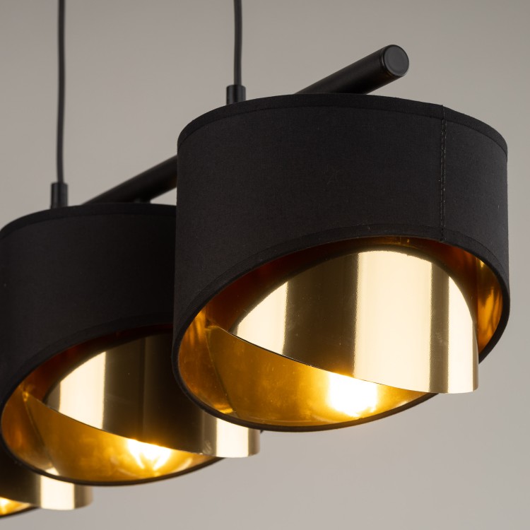 GRANT BLACK Lampa wisząca 3 4824 TK Lighting Czarny Złoty, Czarny