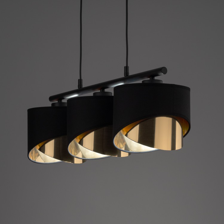 GRANT BLACK Lampa wisząca 3 4824 TK Lighting Czarny Złoty, Czarny