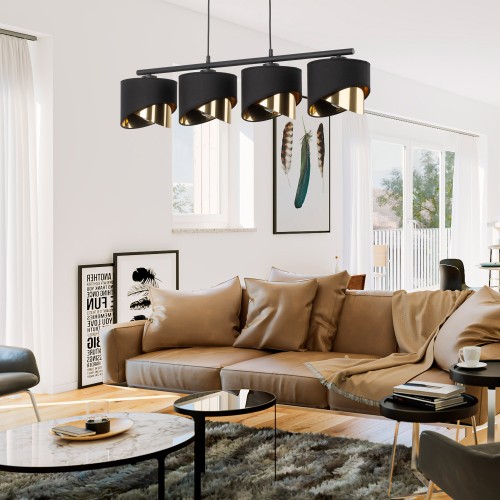 GRANT BLACK Lampa wisząca 4 4825 TK Lighting Czarny Złoty, Czarny