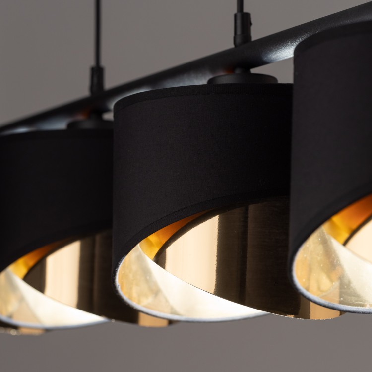 GRANT BLACK Lampa wisząca 4 4825 TK Lighting Czarny Złoty, Czarny