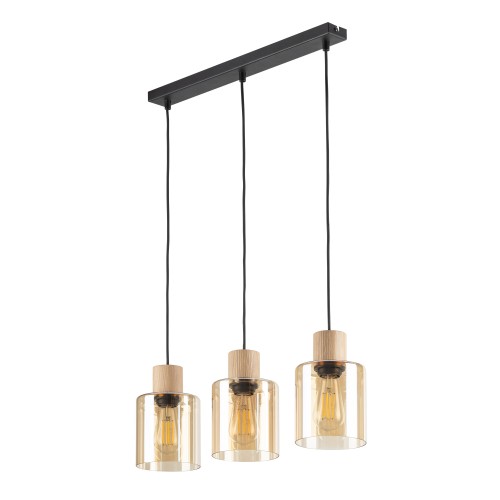 ORSON Lampa wisząca 3 4568 TK Lighting Sosna, Czarny Bursztynowy