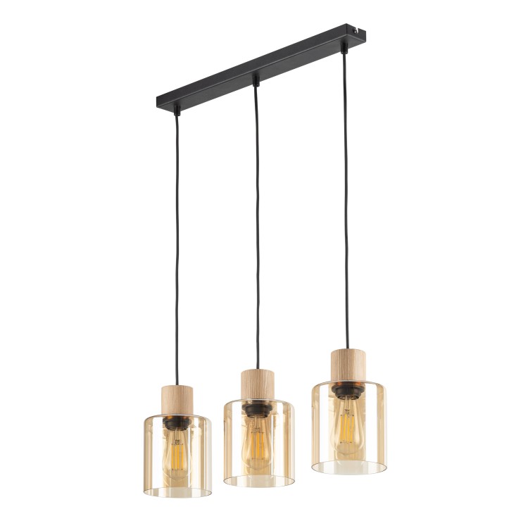 ORSON Lampa wisząca 3 4568 TK Lighting Sosna, Czarny Bursztynowy
