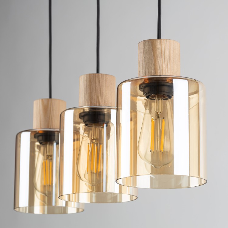 ORSON Lampa wisząca 3 4568 TK Lighting Sosna, Czarny Bursztynowy