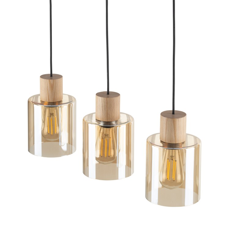 ORSON Lampa wisząca 3 4568 TK Lighting Sosna, Czarny Bursztynowy