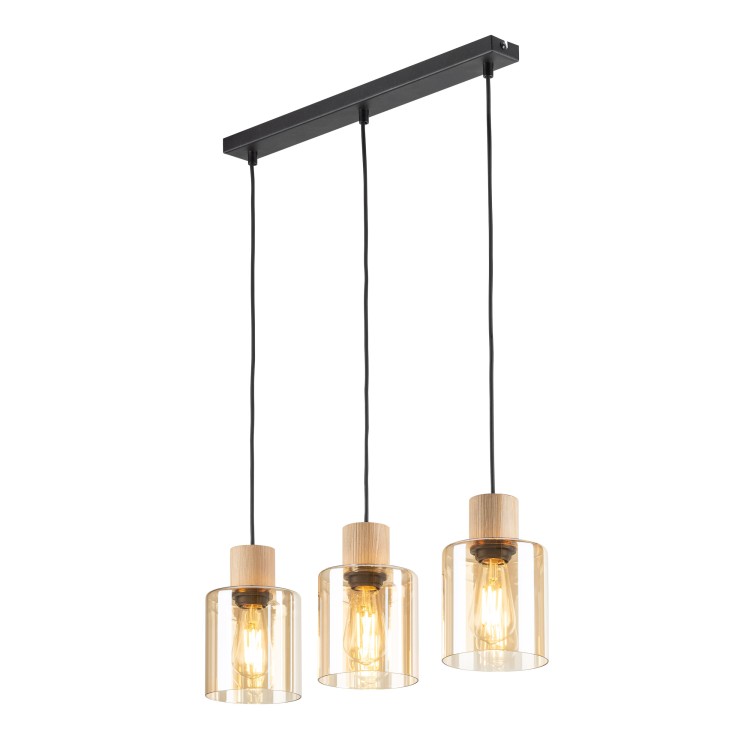 ORSON Lampa wisząca 3 4568 TK Lighting Sosna, Czarny Bursztynowy