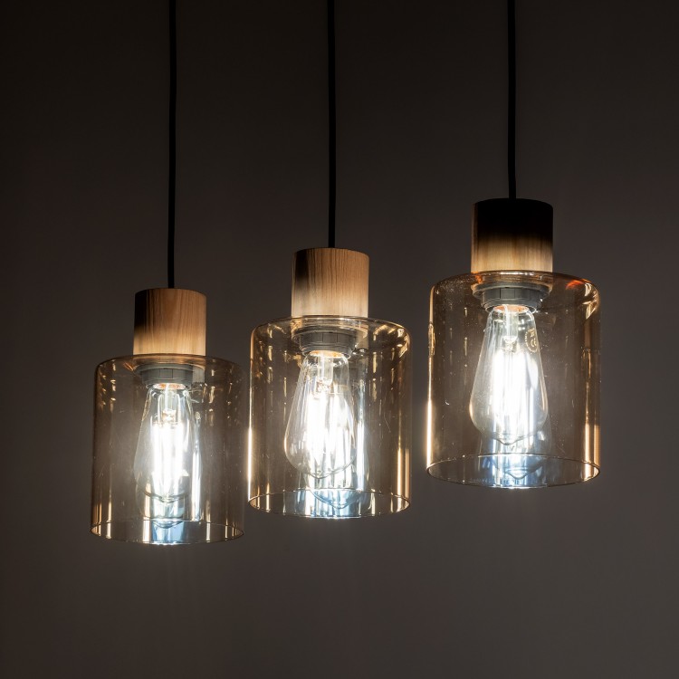 ORSON Lampa wisząca 3 4568 TK Lighting Sosna, Czarny Bursztynowy
