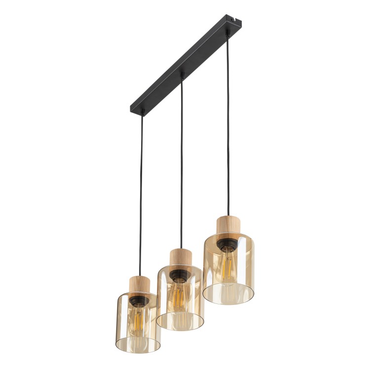 ORSON Lampa wisząca 3 4568 TK Lighting Sosna, Czarny Bursztynowy