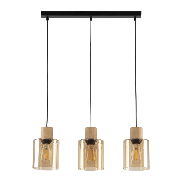 ORSON Lampa wisząca 3 4568 TK Lighting Sosna, Czarny Bursztynowy