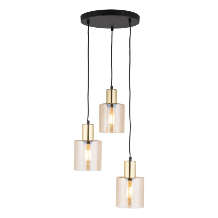 SIERRA GOLD AMBER Lampa wisząca 3 6667 TK Lighting Złoty, Czarny Bursztynowy