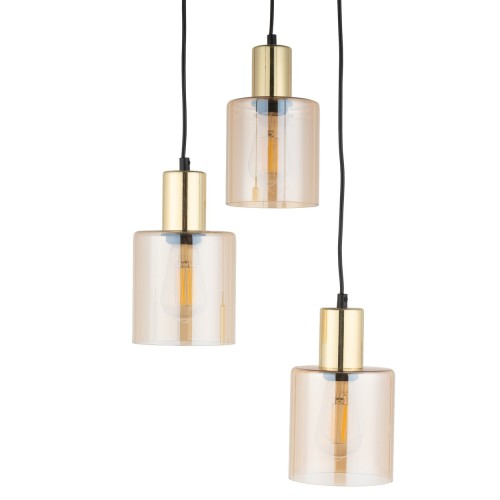 SIERRA GOLD AMBER Lampa wisząca 3 6667 TK Lighting Złoty, Czarny Bursztynowy